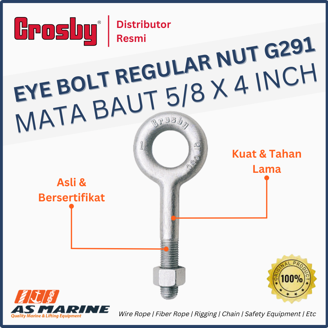 crosby usa eye bolt atau mata baut g291 general nut 5/8 x 4 inch